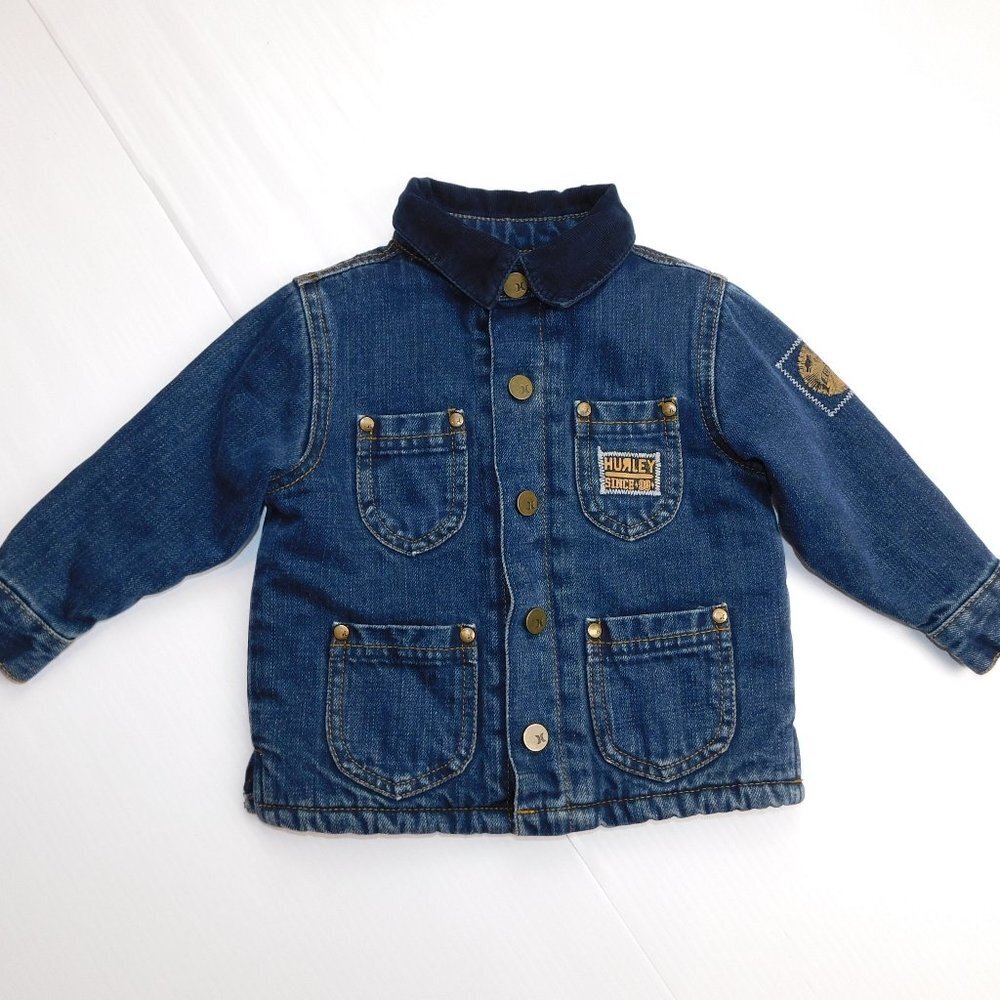 Hurley Baby Boy 12 Months Blue Denim Sherpa Lined Corduroy Collar Jacket